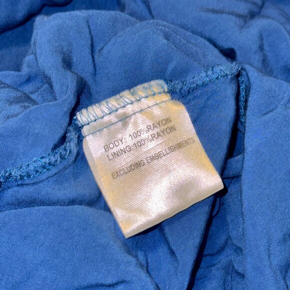 Princess Polly The Sting Mini Dress Women’s 6 Blue Floral Ruffle Hem Deep V Neck - Picture 7 of 9